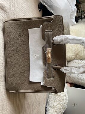 Taupe Structured Top-Handle Women's Bag